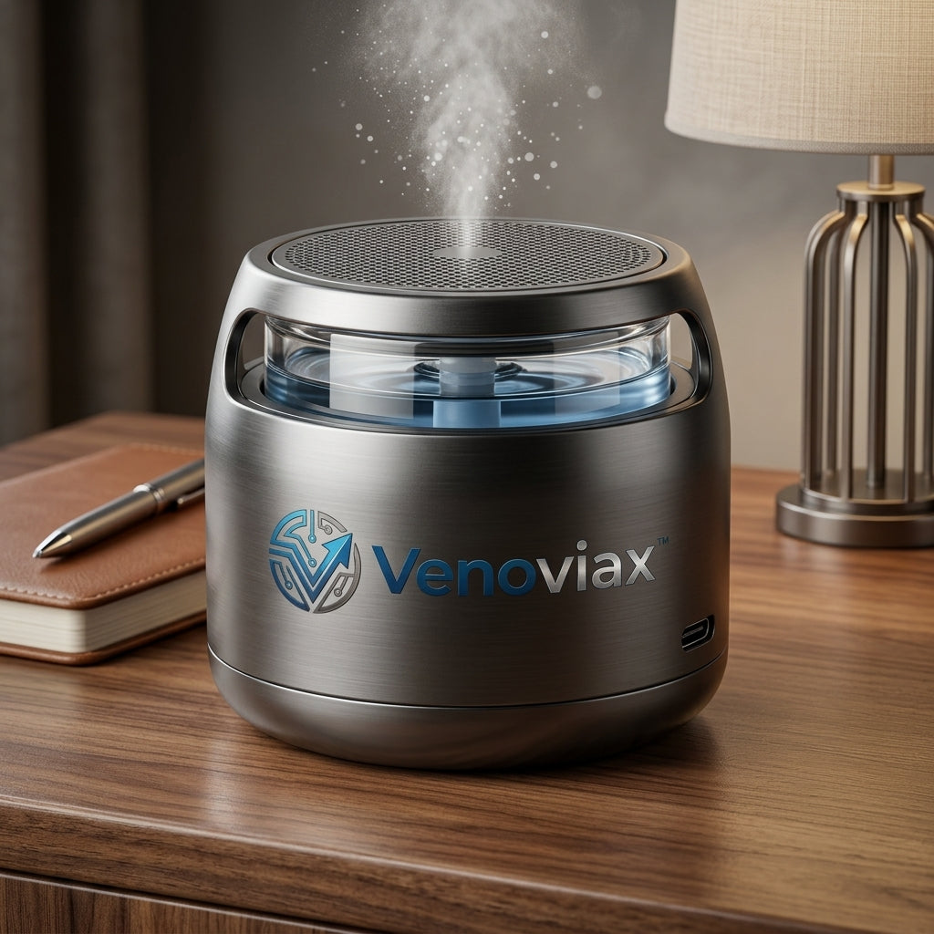 Venoviax™ MistCore Ultrasonic Aroma Diffuser – USB-C Rechargeable Cool Mist Diffuser with Premium Alumina Finish, Compact 3D Design & Portable Personal Air-Moisture Comfort