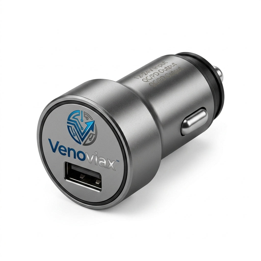 Venoviax™ PowerCruze QC/PD Car Charger – Compact Dual Fast Charging Adapter for Cars, SUVs & Trucks