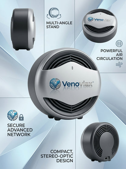 Venoviax™ AeroPivot Compact Air Circulator – Multi-Angle Personal Cooling Fan with Powerful Airflow, Adjustable Stand & Space-Saving Desktop Design
